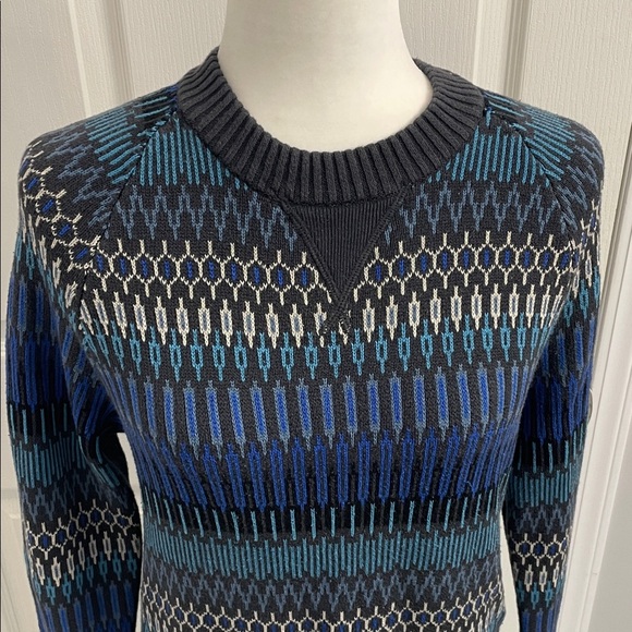 Mossimo Supply Co. Men’s Crewneck Sweater Fair Isle Multi Blue Pattern Sz S - Picture 3 of 14